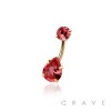 ROUND CZ TOP AND TEARDROP CZ PRONG SET CZ 316L SURGICAL STEEL NON DANGLE BELLY RING